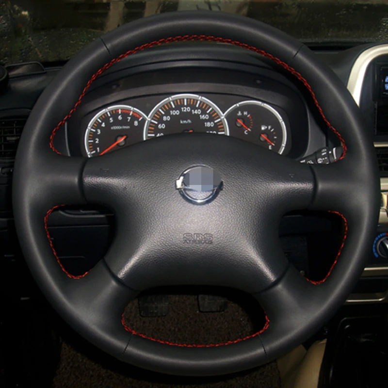 Black Leather Steering Wheel Cover for Nissan Almera N16 Pathfinder Primera Paladin Old XTrail 2001-2006 Renault Samsung SM3 набор автомобильных экранов trokot для nissan almera n16 2000 2006 на заднюю полусферу 3 предмета tr0551 09