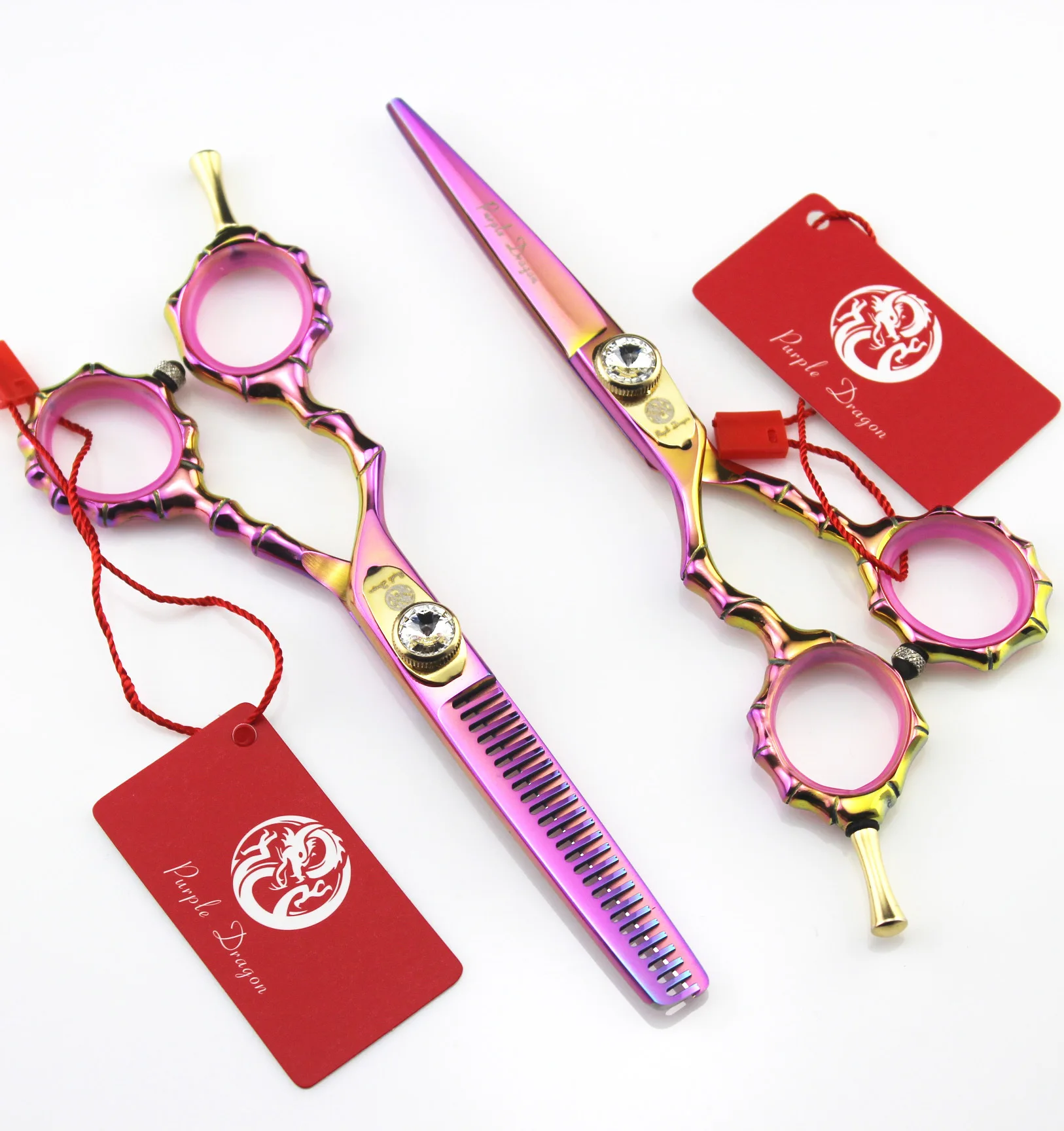 

5.5 inch purple Top Professional Hairdressing, bamboo left handle Thinning scissors southpaws