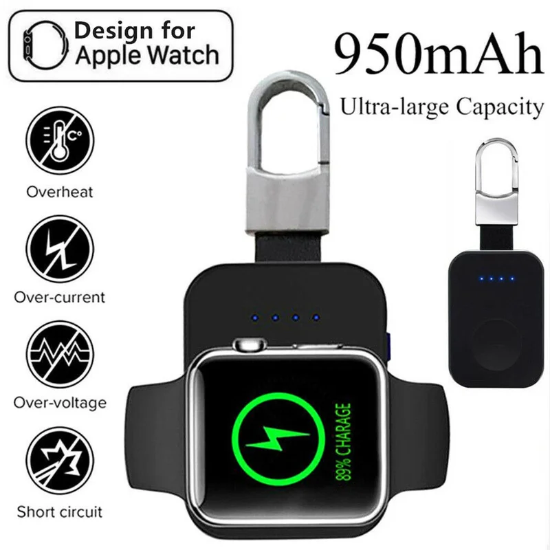 

Portable QI Wireless Charger For Apple Watch 1 2 3 4 Series 950mah Power Bank Outdoor Mini Charger For Apple Watch
