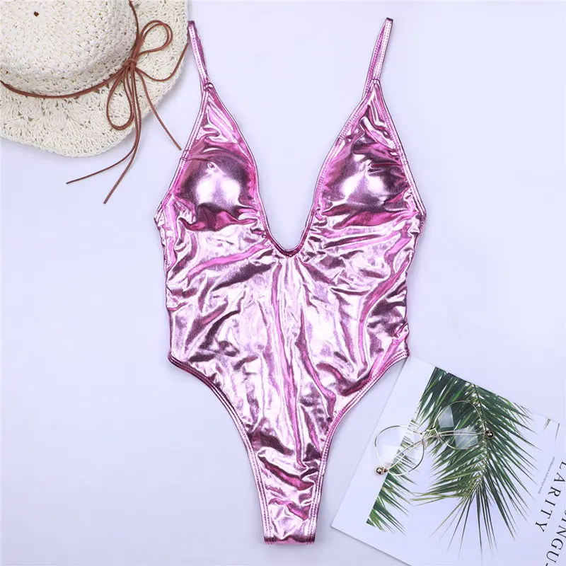 Online NIDALEE Tiefe V Frauen Bademode One Piece Badeanzug Monokini Backlace Push Up Bikini Bademode Badeanzug Weibliche Bronzing B