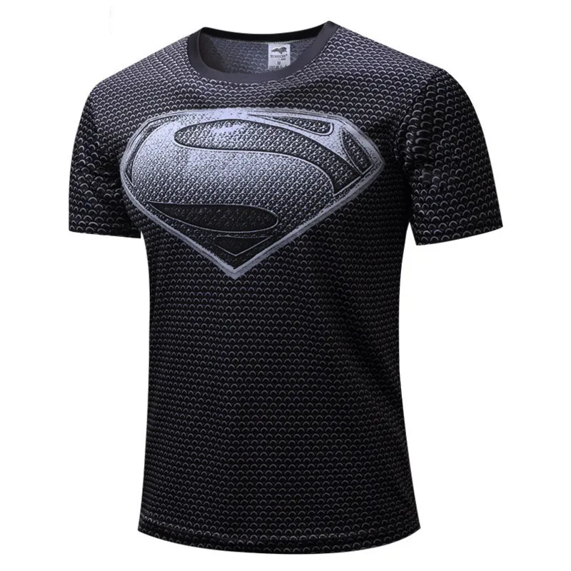 1Father & Son Matching 3D Superman T-shirt Superhero Tops Tees Dad Kids Gym Fitness
