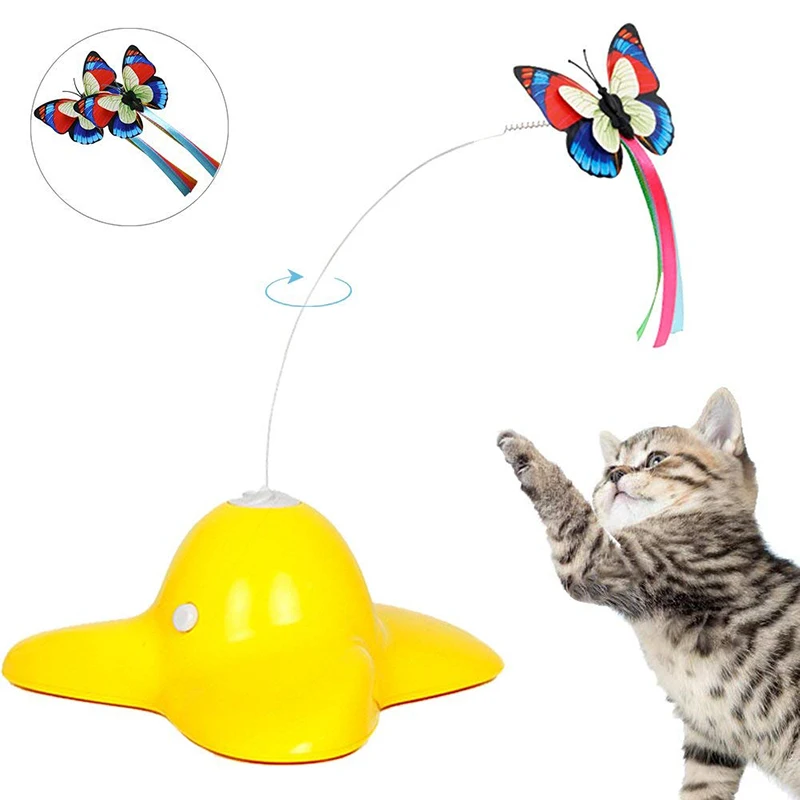 Electric Cat Toys Rotating Butterfly Two Flashing Butterflies
