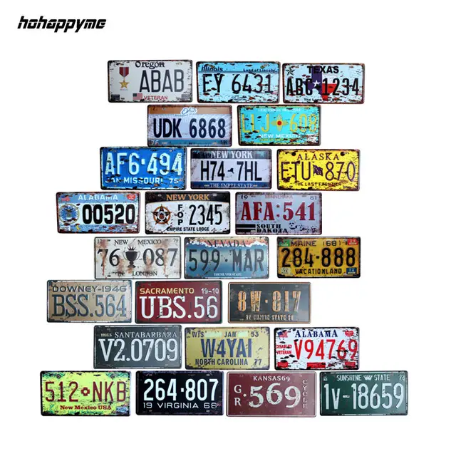 hohappyme American License Plate USA Plaques Signs Car Number Garage ... hohappyme American License Plate USA Plaques Signs Car Number Garage ...