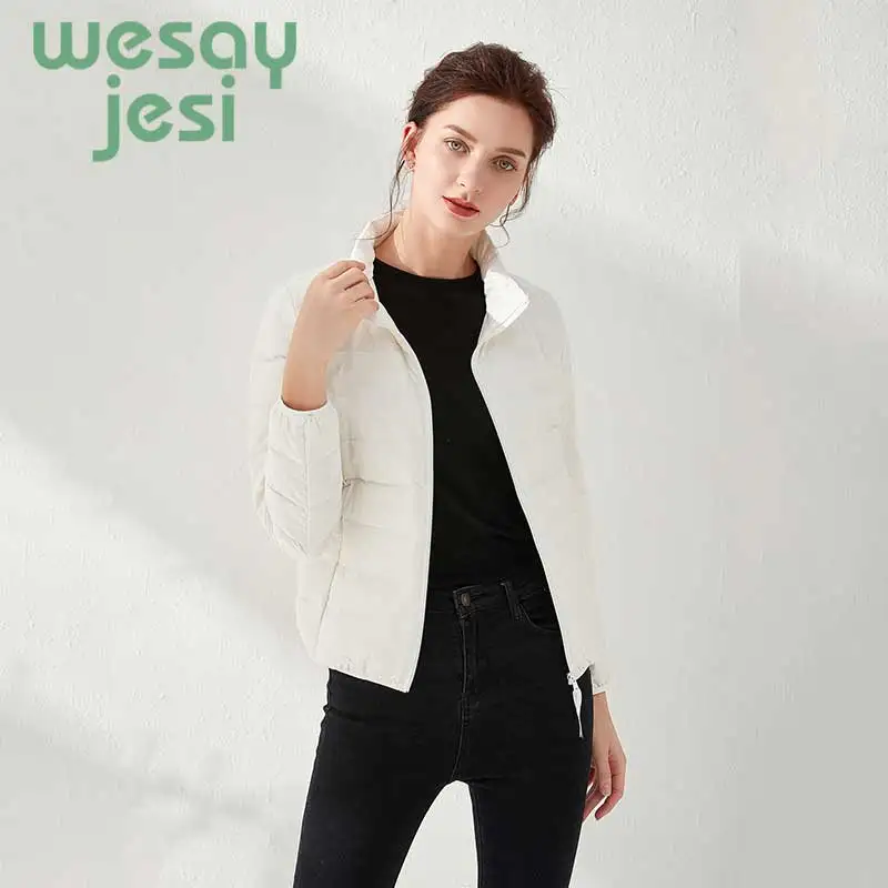 2019 90% white duck down Casual jackets Solid women autumn winter down coat female zip pocket down jacket parkas plus size