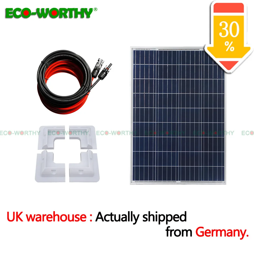 

100W Poly solar power panel system:100W solar panel & Z style mounting kit & 4pcs Corner brackets & 5m MC4 black red cable solar