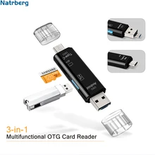 Natrberg USB палка ридер Тип C Micro SD USB OTG карта адаптер 3 в 1 USB-C флэш-накопитель TF чтение для Android мобильного телефона ПК Mac