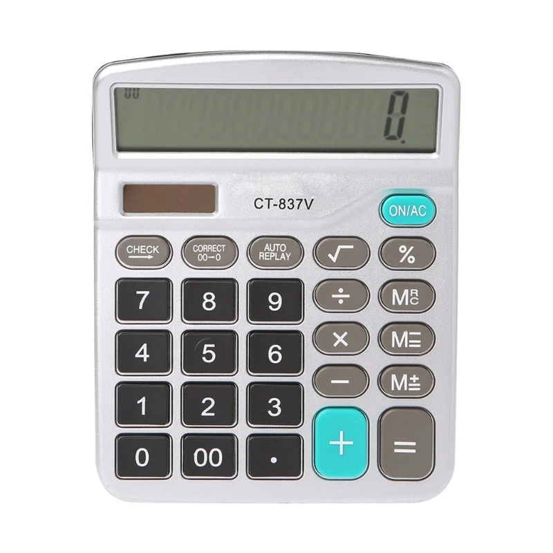 12-Digits الحاسبة العلمية الحاسبة الالكترونية البطارية الشمسية بدعم lcd كبيرة العرض CT-837V