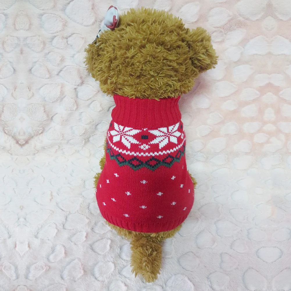 Щенок домашних собак Рождество снежинка зимние вязанные акриловые свитера