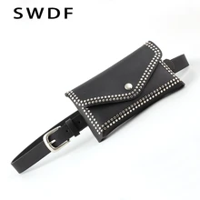 SWDF женские модные карманы съемный пояс круглая заклепка карманы поясные сумки Декоративные Женские поясные сумки Сумки для телефона