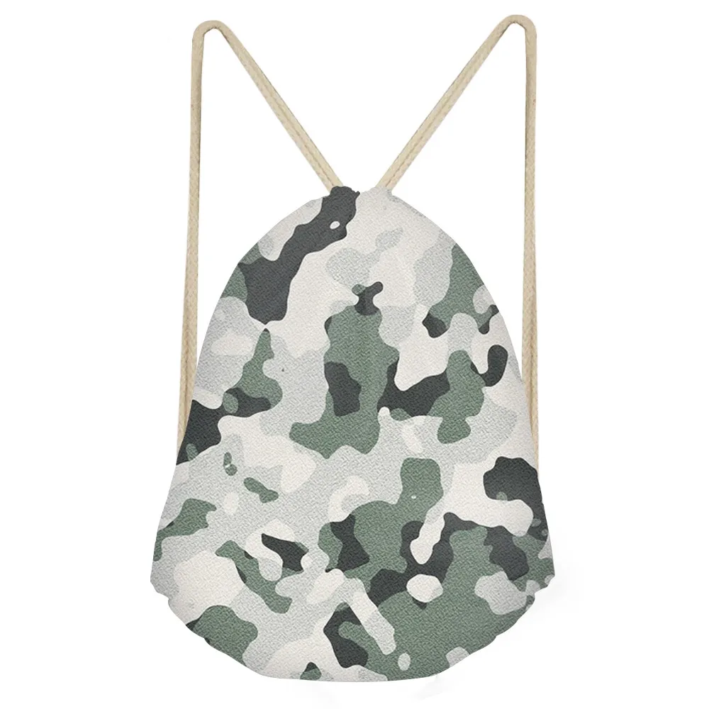 Simple Women Men Drawstrings Bags 3D Camouflage Printed Boys Girls Storage Backpacks Multifunction Travel Beach BagsSumka
