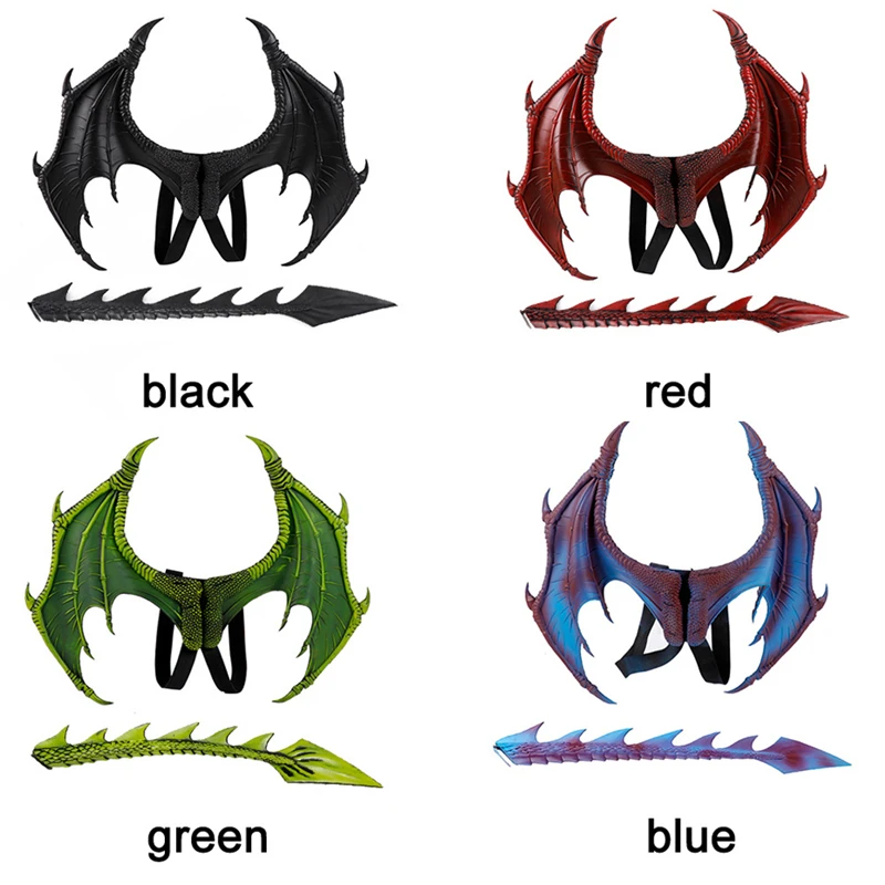

Anime Cosplay Dragon Costume Dinosaur Costume Children's Set Dragon Wing Dinosaur Tail Faucet Mask Colorful Multicolor Kids Gift