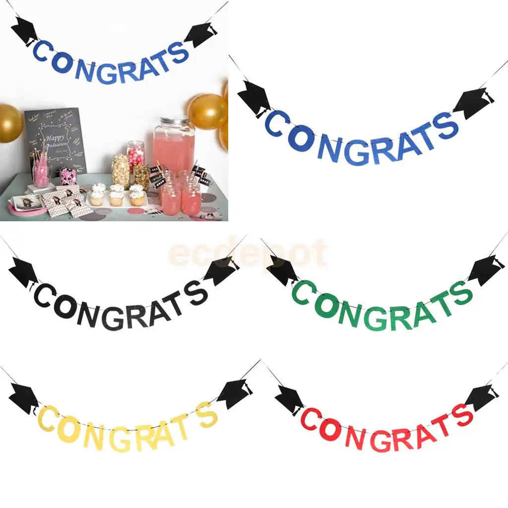 

Congrats Letters Graduation Doctoral Cap Felt Banner Graduation Celebration Party Hanging Sign Garland Photo Prop