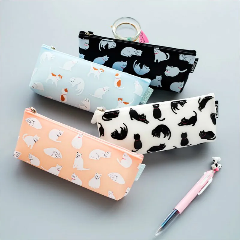

Canvas Cats Pencil Case Quality PU School Supplies Stationery Gift Pencilcase School Cute Pencil Box School Tools