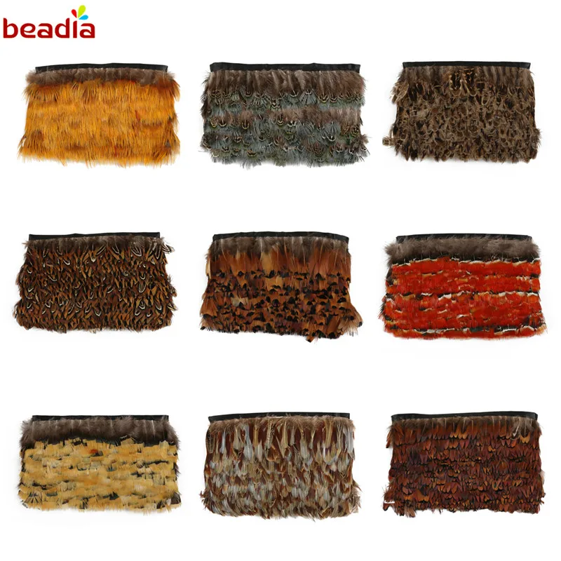 

New Arrival 1 meter/lot Dyed Chicken Feather Fringe Trim Natural feather ribbon For Costume decoration DIY Craft Making