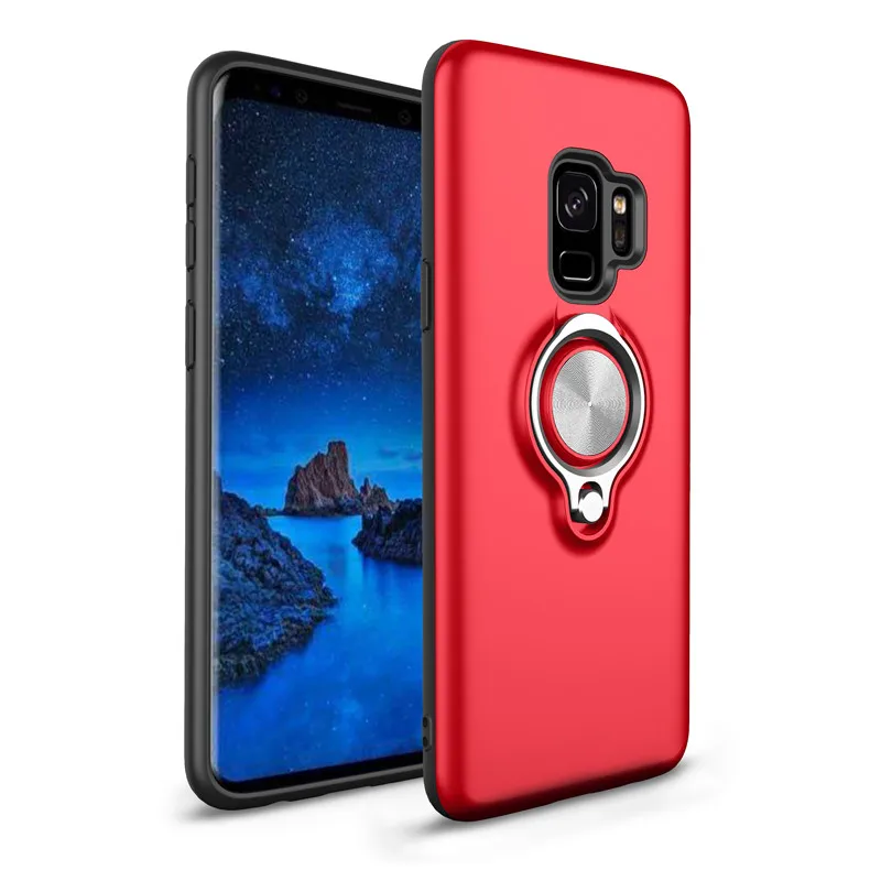

For Samsung Galaxy S8 S9 Plus Car Holder Stand Case Luxury Hard PC Magnetic Finger Ring 360 Rotation Case For S9 S8 Coque Capa