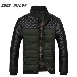 Zoob Майли мужские зимние Куртки и Пальто для будущих мам Повседневное контраст Цвет Модная одежда с длинными рукавами теплая PU сращивания