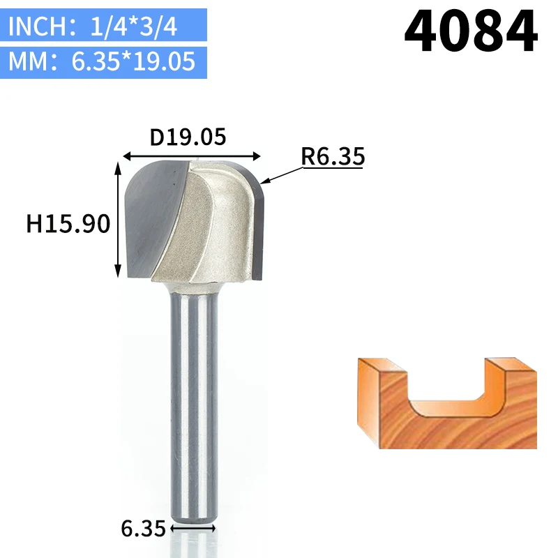 HUHAO 1 шт. 1/" хвостовик чаши и лоток шаблонный маршрутизатор бит карбида вольфрама Концевая мельница для деревообработки режущий инструмент деревообрабатывающий фрезерный станок - Длина режущей кромки: 4084
