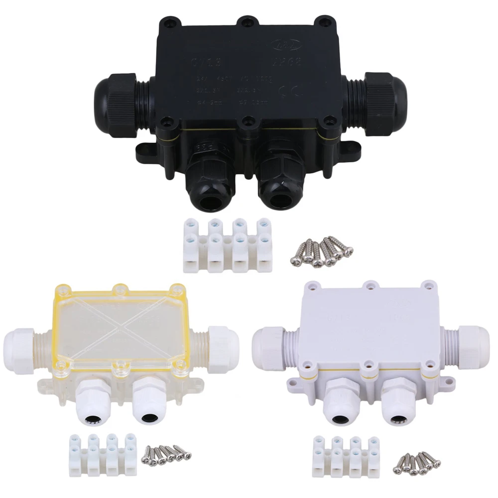 

IP68 Waterproof UV Sunproof Outdoor 4 Way Cable Wire Connectors Junction Box 2 In 2 Out with Terminal