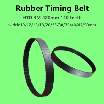 

2 Pieces HTD 3M 420mm 3M 420 Rubber Timing belt, 140 teeth, width 10 12 15 18 20mm, Arc tooth Industrial belt Transmission belt