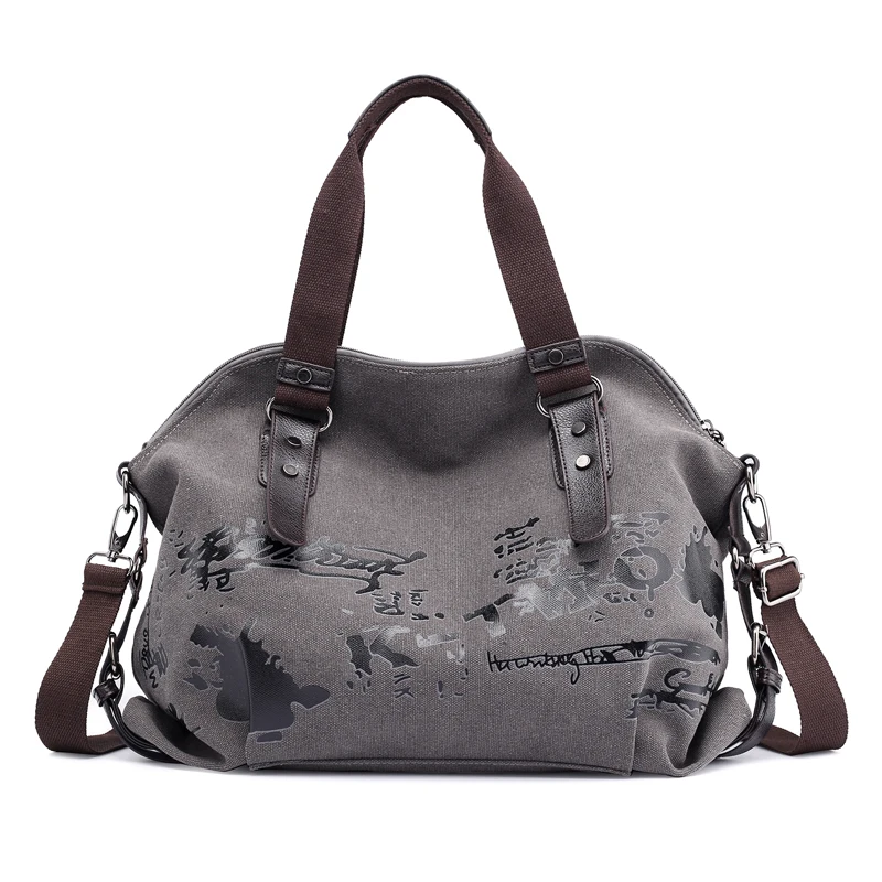 

Temperament Canvas Women Big Capacity Handbag Breathable Durable Shoulder Bag Personality Printing Multifunction Crossbody Bag