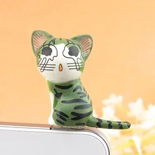 3D зеленый кот кошка мобильный телефон ушной колпачок Пробка для наушников Анти Джек пылезащитный Разъем для Iphone и всех 3,5 мм наушники пылезащитный Разъем