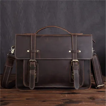 

ALAVCHNV original design new men's top crazy horse leather large capacity Messenger portable briefcase 1159