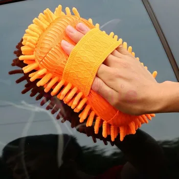 

2pcs Car Wash Sponge Maintenance Micro Fiber Chenille Anthozoan Mesh For Washing and Cleaning Auto Accessories