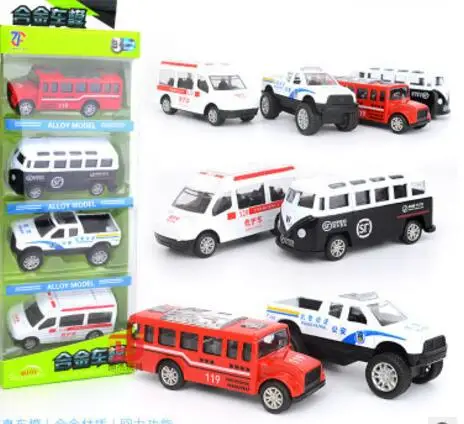

Selling 4 PCS/Pack Cartoon Mini 1:64 alloy military BUS racing fire TAYO Bus Taxi Back Children's Educational Toys