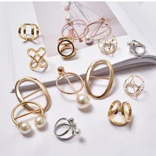 1 PCS Fashion Scarf Ring Wild Pearl Silk Scarf Buckle Clothing Angle Knot Square Scarf Button Scarf Accessories