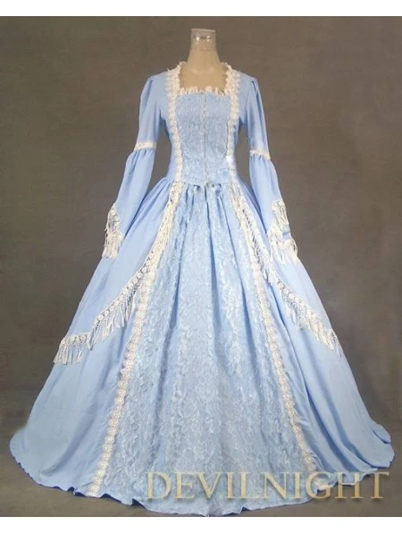 

Elegant Blue Lace Victorian Dress