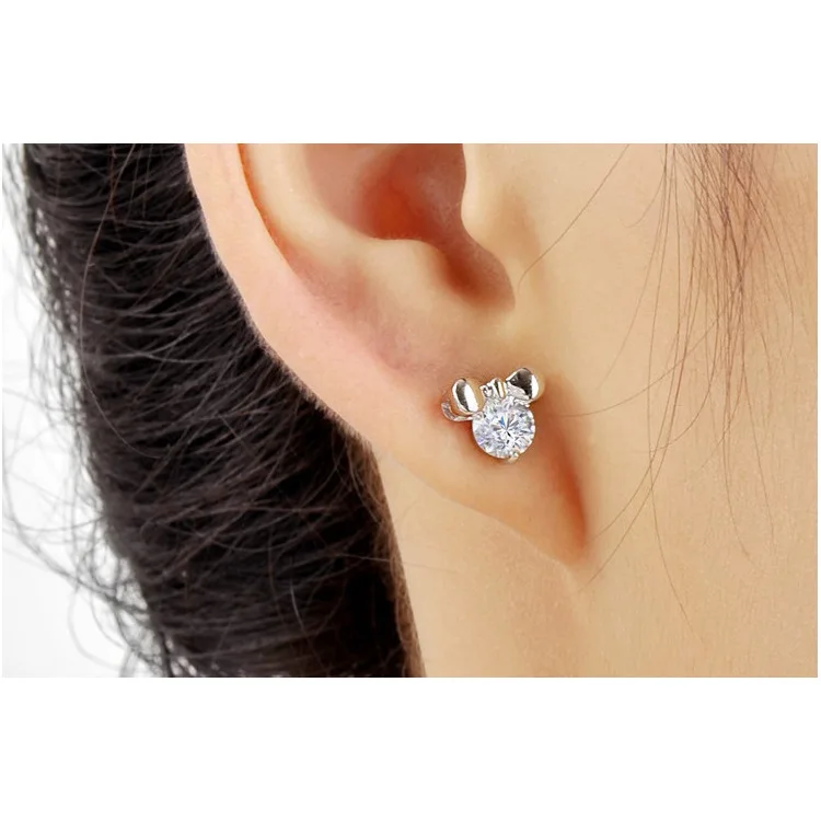 

Silver Earrings 925 Pure Silver Female Korean Bow-knot Pure Silver Jewelry Wholesale Anti-allergy Stud with Box