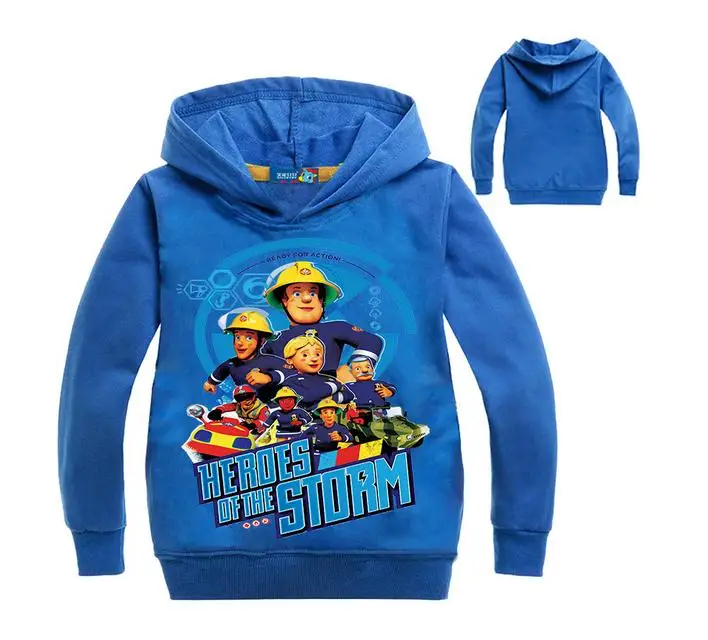 Г. Осенние стильные толстовки для мальчиков толстовки с пожарным для мальчиков, красный свитер с грузовиком, детская одежда синяя одежда для мальчиков с пожарным - Цвет: blue 3
