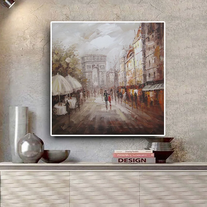 Street Landscap Wall Pop Art Abstract Oil Painting on Canvas Posters and Prints Scandinavian Nordic Picture for Living Room | Дом и сад