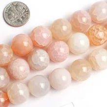 Crack rosa Agat e bolas de piedra natural grano flojo para la pulsera hacer strand 15 pulgadas DIY!