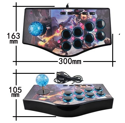 Arcade Joystick for PC For PS2 For PS3 For Android Smart TV with 1.8 Meter Cable and Built-in Vibrator Eight Direction Joystick
