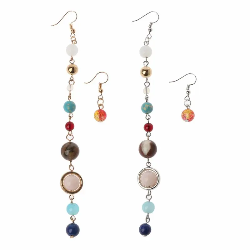 

Universe Galaxy The Eight Planets Solar System Asymmetric Natural Stone Earrings Valentine's Day present