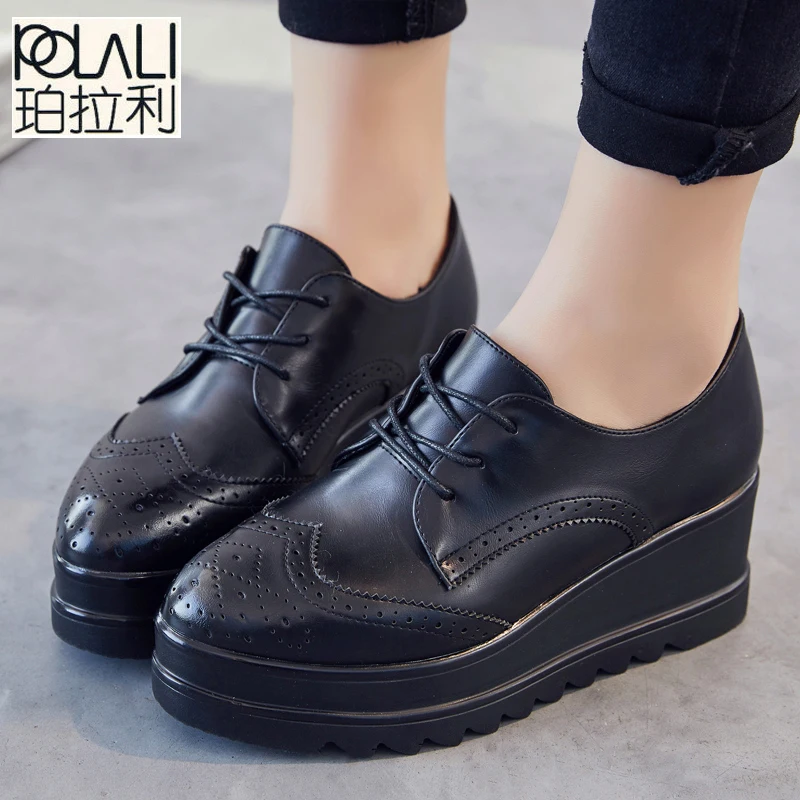 

2016 Genuine Leather Big Woman Size 11 Designer Vintage Flat Shoes Round Toe Handmade White Creepers Oxford Shoes For Women Fur