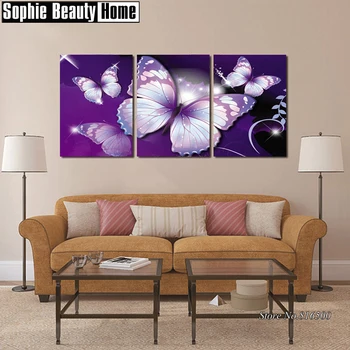 

Needlework 5D Diy Diamond Painting Purple Butterfly Cross Stitch Diamond Embroidery Full Drill Diamond Mosaic Picture 062503