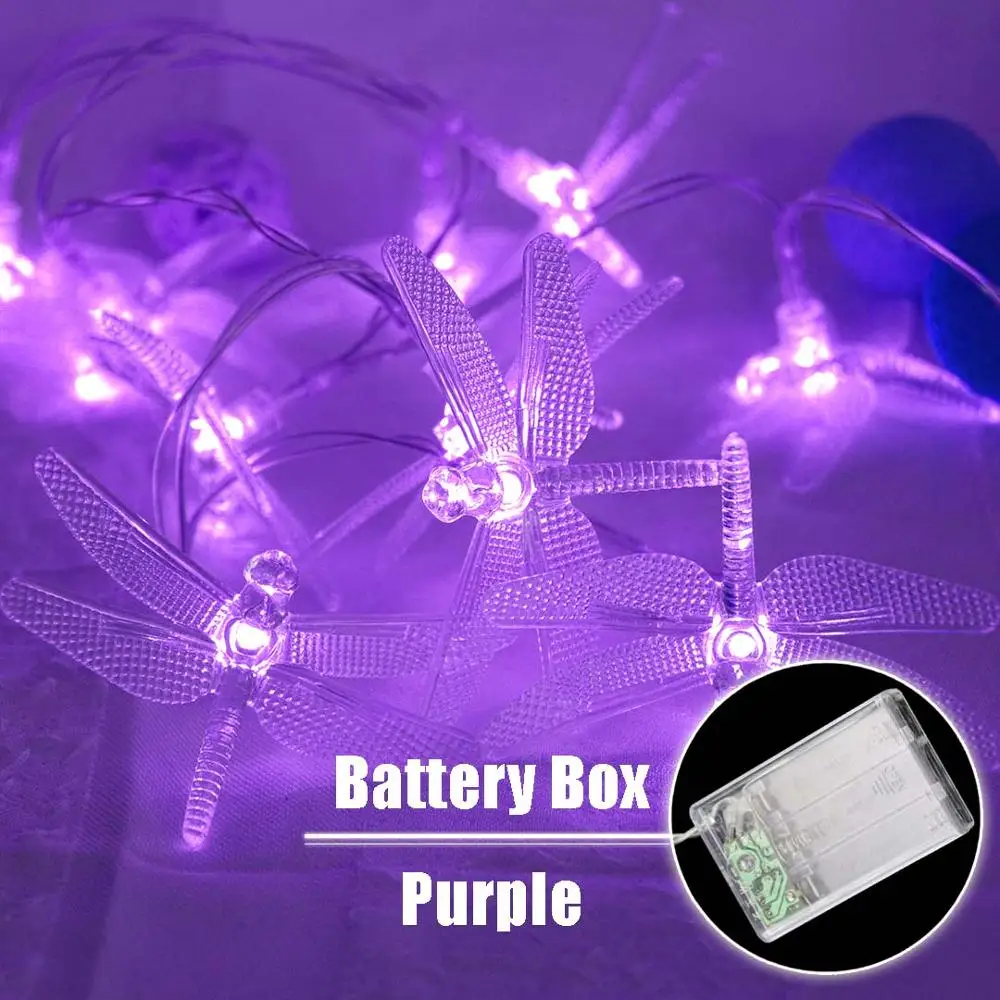 Purple (Battery) 20 светодиодный светящаяся гирлянда Стрекоза сказочные декоративные огни гирлянды вечерние новинки украшения комнаты USB/батарея JQ - Испускаемый цвет: Purple (Battery)