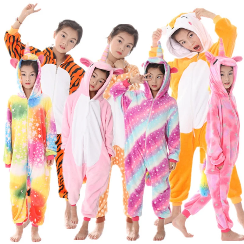 Kigurumi Детская Пижама Фланелевая для мальчиков и девочек|Комбинезоны-пижамы| |