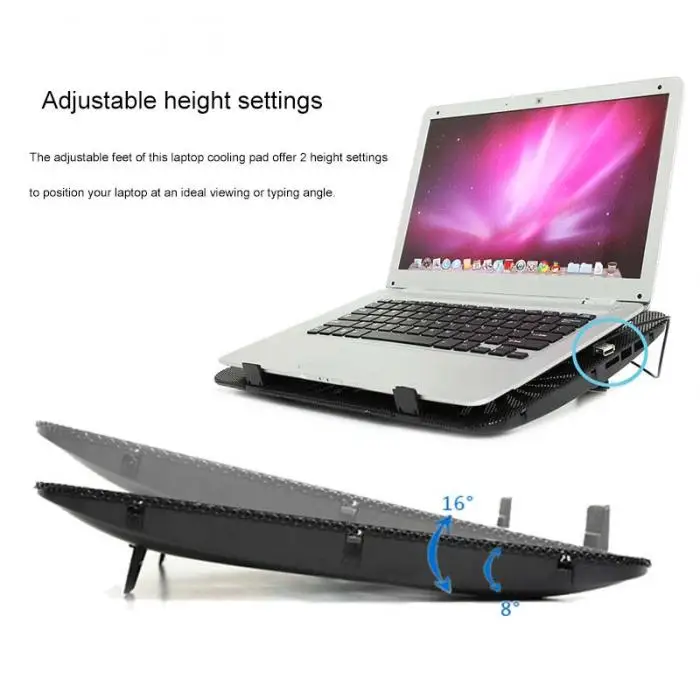 Охлаждающая подставка для ноутбука с питанием от USB, два вентилятора для 15,6 дюймового ноутбука EM88