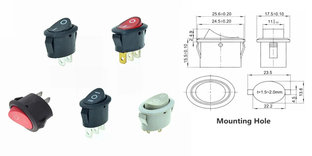 Красный черный кнопка 2 положения 3 положения овальные Кулисные Переключатели лодка переключатель 2Pin 3Pin SPST SPDT вкл./ВЫКЛ./ВКЛ./ВКЛ. Крепление 6A 250VAC