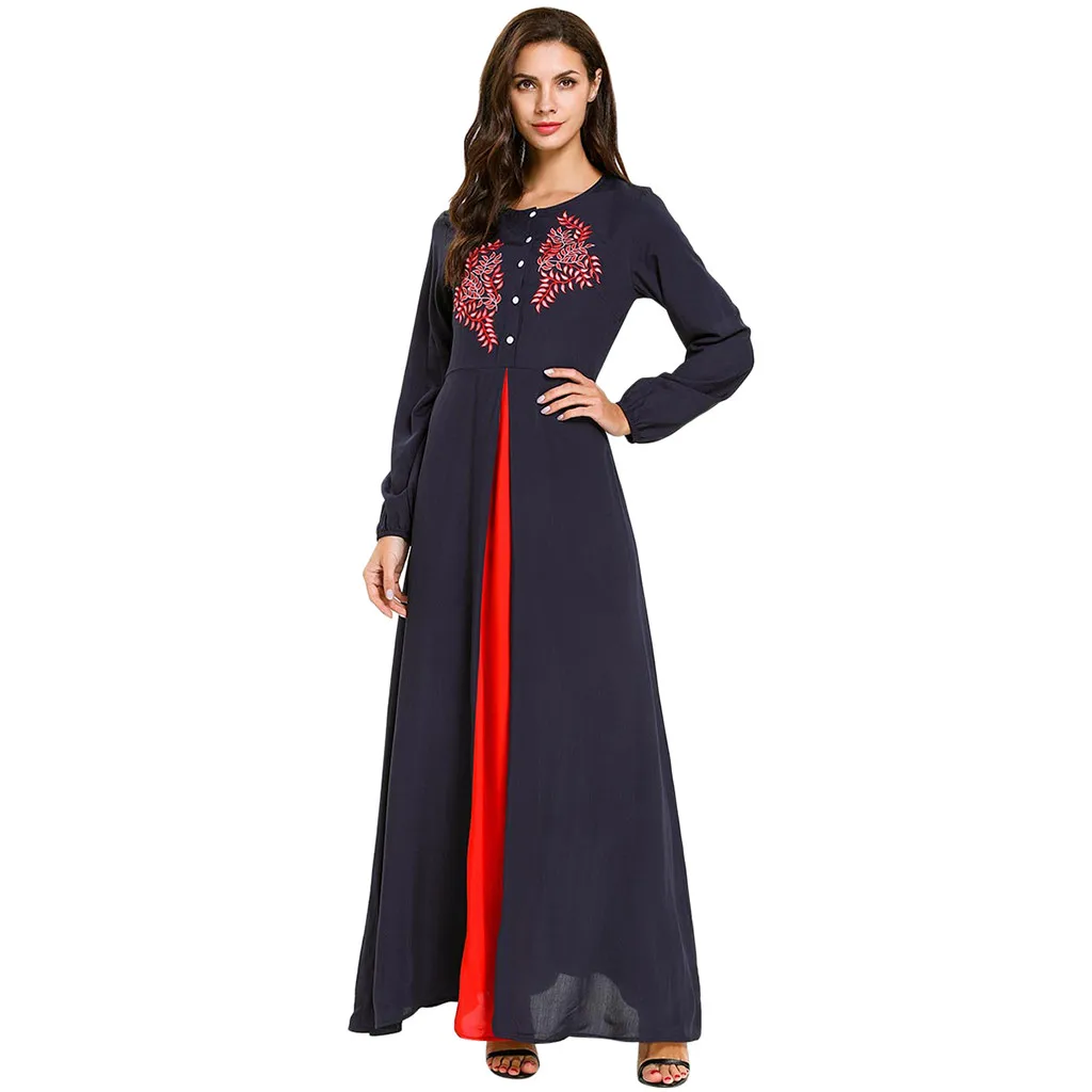 Maxi dress Vintage Elegant Dresses woman party night en's National Robe Abaya Islamic Muslim Middle Eastern Long Dress D300507