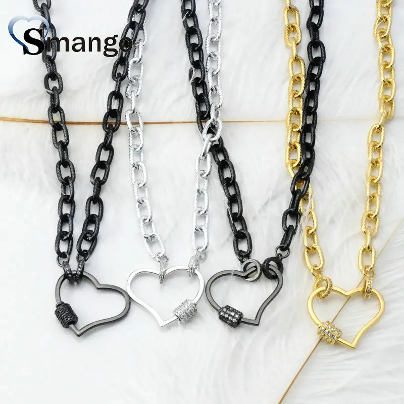 

3Pieces, Women Fashion Shape of Heart Connectors CZ Prong Setting Necklace, Four Plating Colors,Can Mix