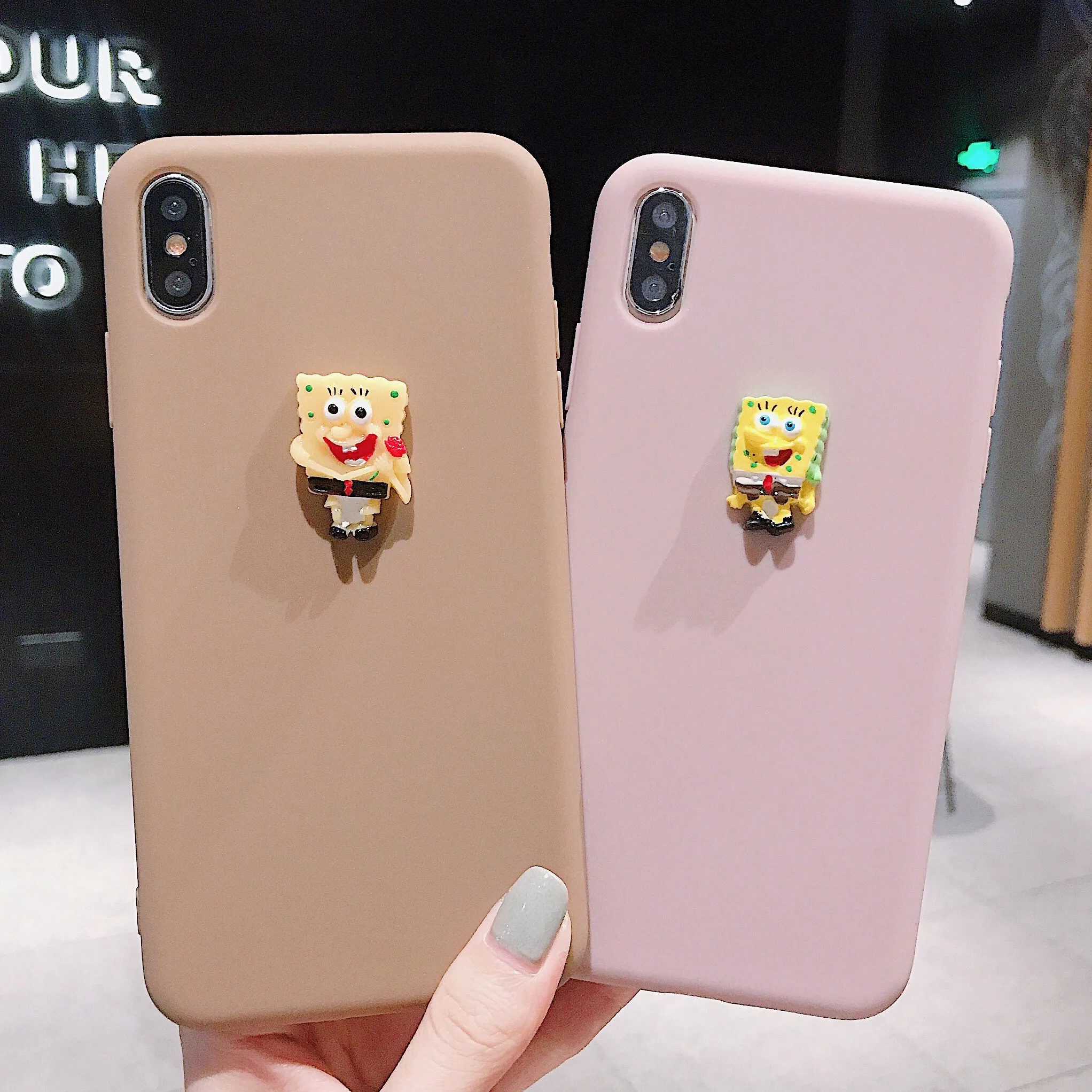 

3D SpongeBob Phone Cases For iPhone XR X XS Max Case Cover Silicone Coque For iPhone 11 Pro 6 6S 7 8 Plus Case Fundas Etui