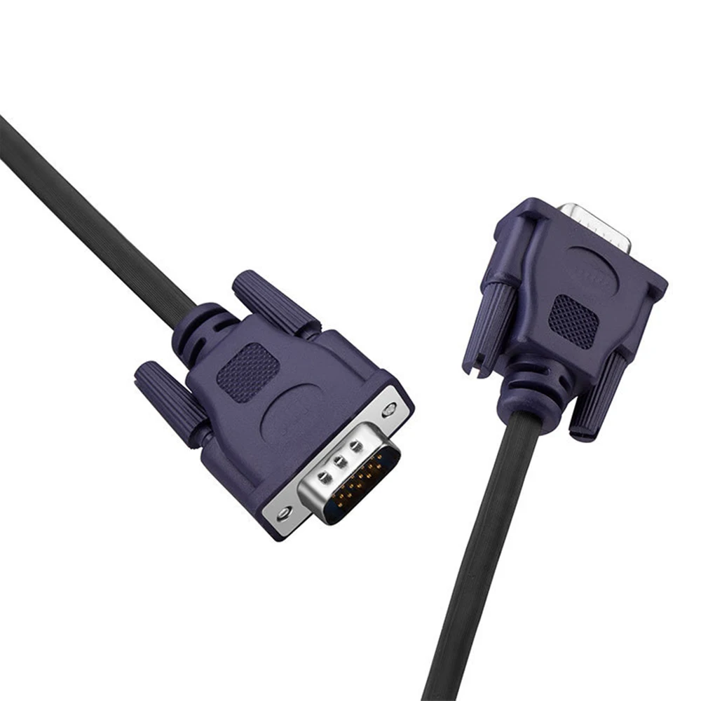 3+6 VGA Cable 1080P Male to Male Flat Round HD Shielding High Definition Cable for Computer