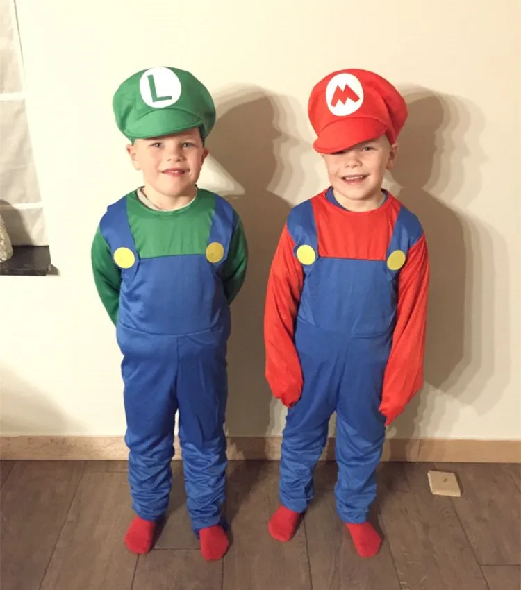 plus size costumes Children's Day Cosplay Super Costumes Brothers Luigi Bros Plumber Fancy Dress Up Party Costume Cute Kids Adult Costume cat woman costume