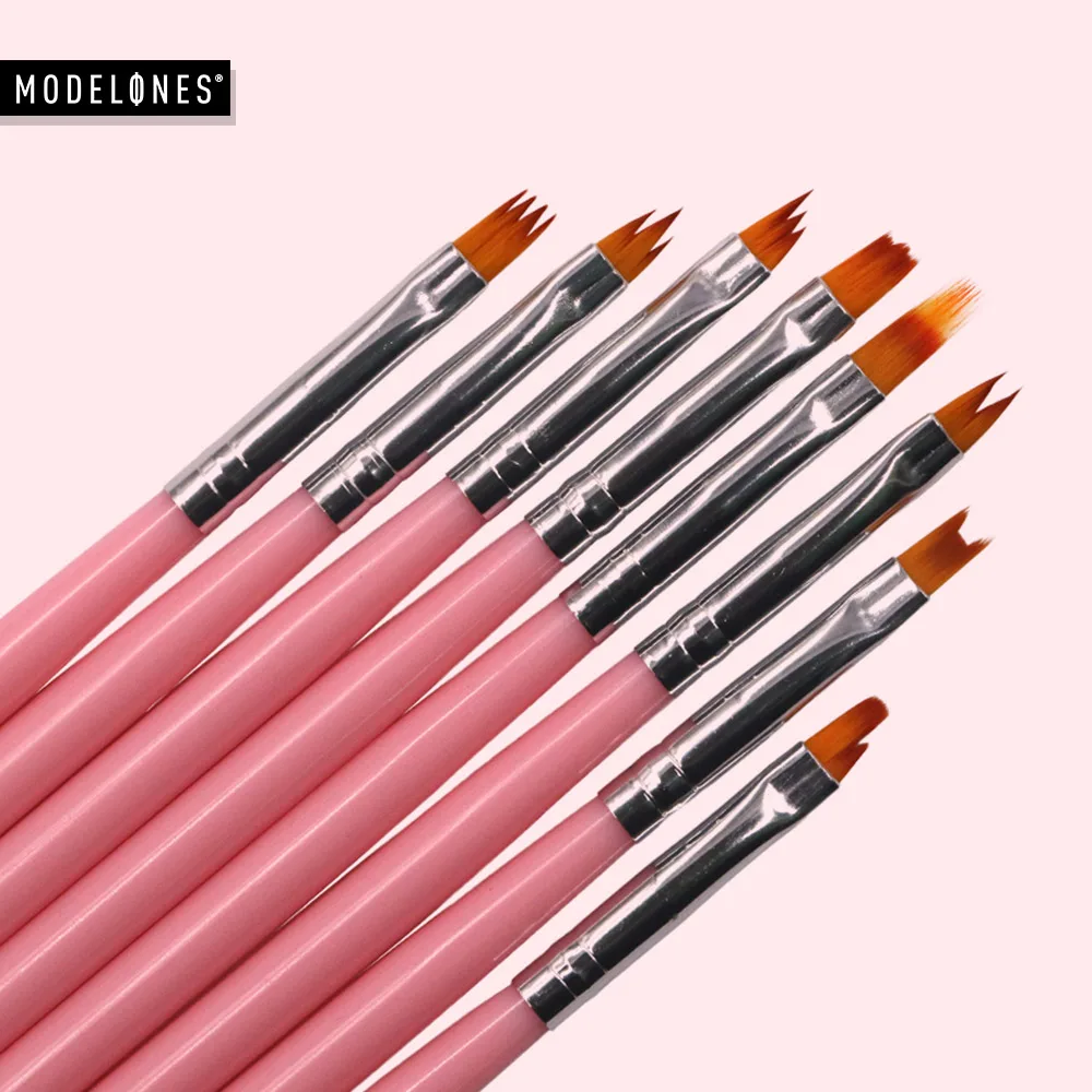 Набор кистей для ногтей Modelones 8 шт. ручки нейл арта розовые кисти окраски волос
