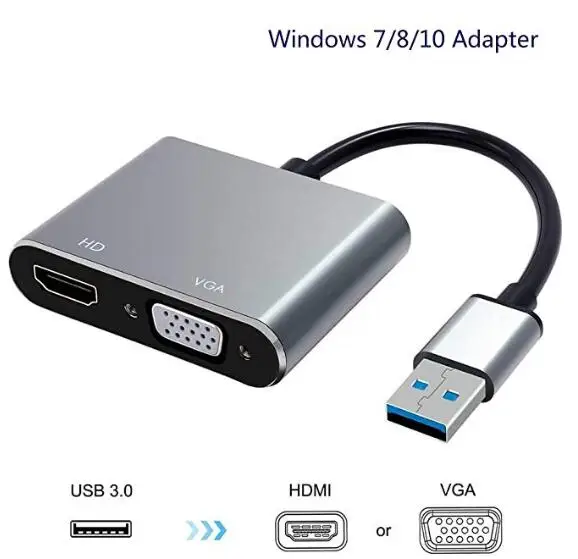 BOHYLOY USB3.0 к HDMI VGA адаптер двойной выход USB HD 1080P конвертер кабель для Windows 7/8/10