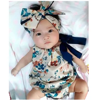 

Newborn Baby Girl Clothes Summer Sleeveless Halter Tassel Romper +Headband 2pcs Outfit Toddler Kids Sunsuit 0-24M